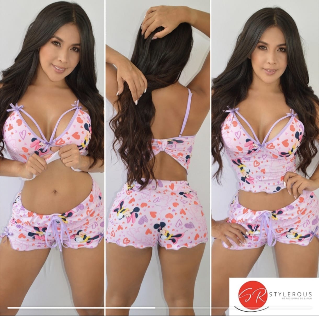 Short estampado Minnie + blusa corta